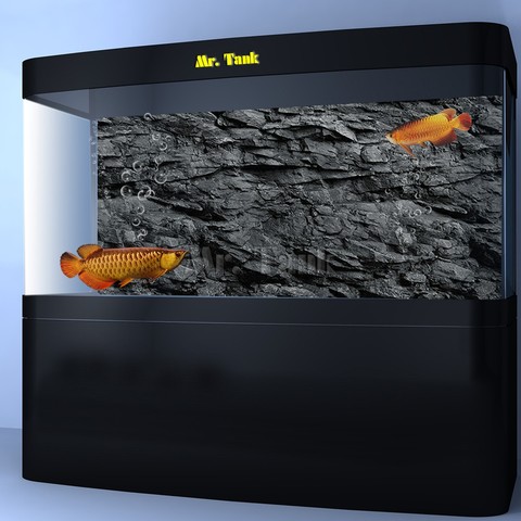 Mr.Tank 3D Effect Black Stone Texture Aquarium Background Poster HD Rock Stone Selfadhesive Fish Tank Backdrop Decorations ► Photo 1/6