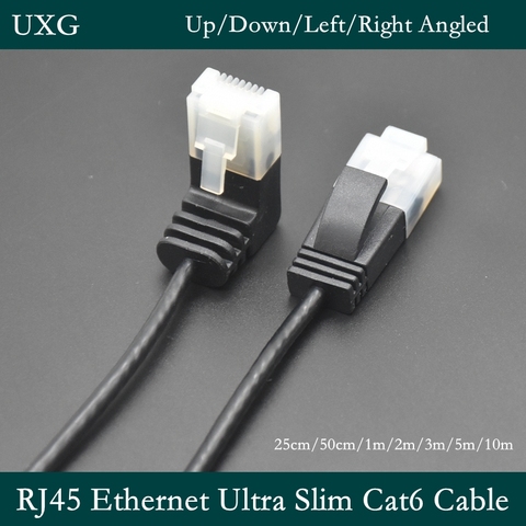 90 Degree Ethernet Ultra Slim Cat6 Cable RJ45 Right Angle UTP Network Cable Patch Cord Cat6a Lan Cables for TV BOX Laptop Router ► Photo 1/6