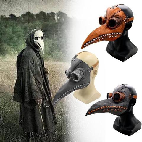 Cosplay Steampunk Plague Doctor Bird Mask White/Black Latex Bird Beak Masks Long Nose Halloween Party Event Ball Costume Props ► Photo 1/6