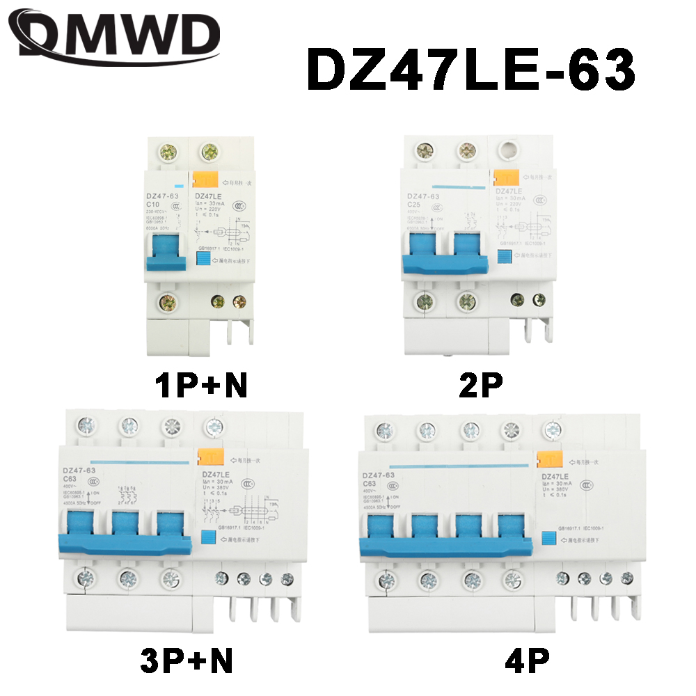 DZ47LE 4P 25A 400V~ 50HZ/60HZ Residual current Circuit breaker 
