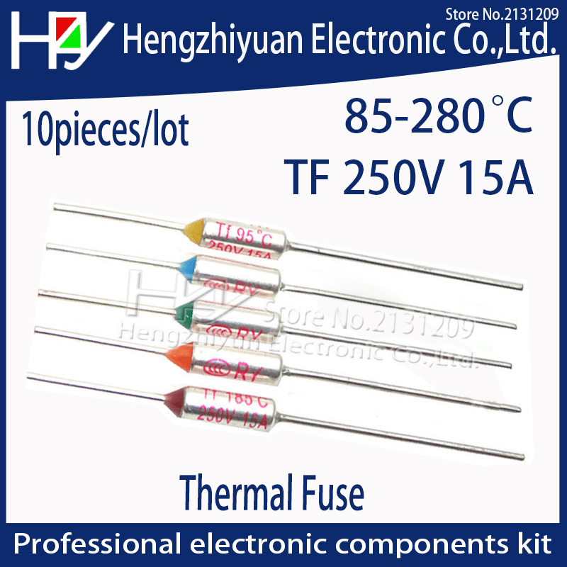 10Pcs 250V 10A 280C Celsius Circuit Cut Off Temperature Thermal Fuse