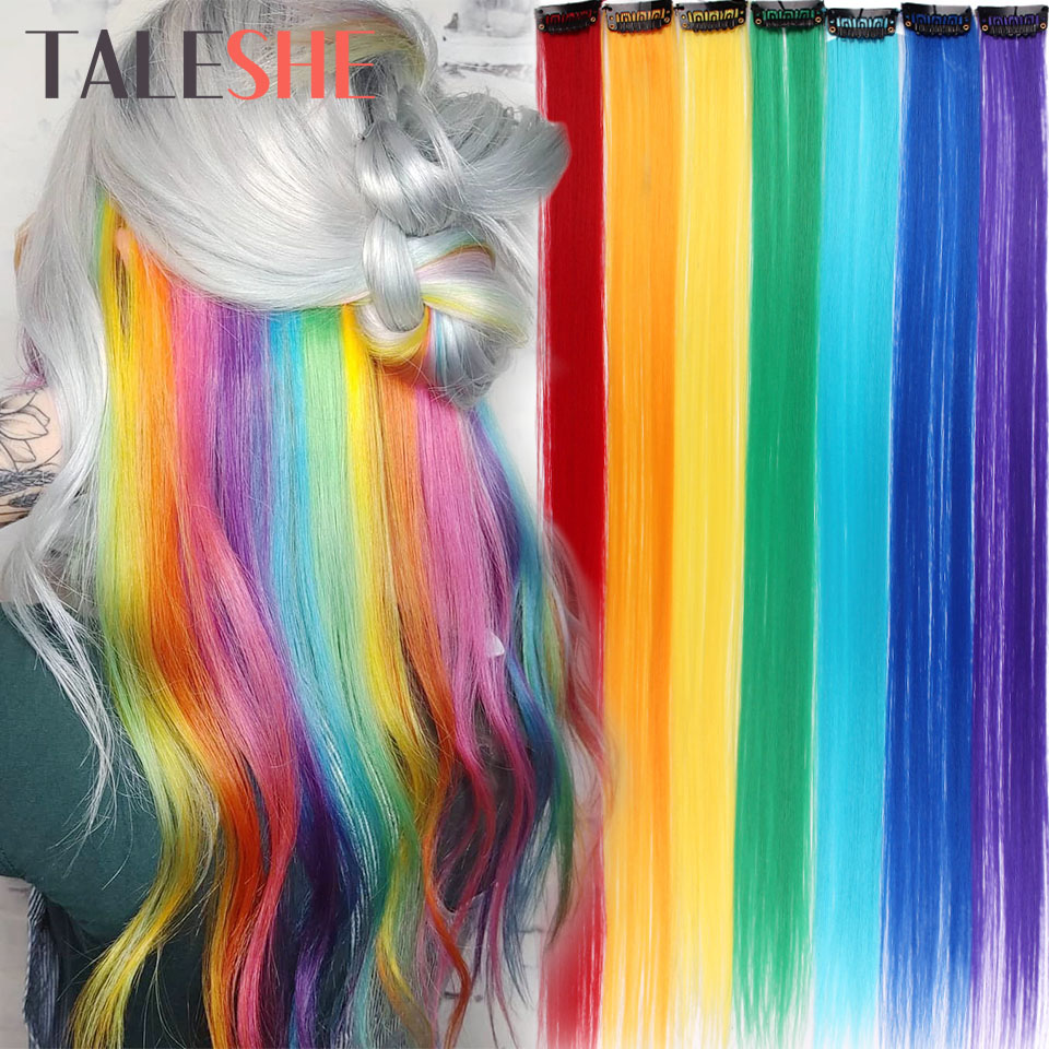 TALESHE Long Straight Clip in One Piece Hair Extensions 20 Inch 50cm  Synthetic Fake Hair for Women Girls Rainbow Color Pink - Price history &  Review | AliExpress Seller - TALESHE Store | Alitools.io