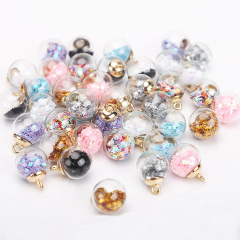 10pcs / pack 16mm colored glitter little star wishing bottle crystal glass ball pendant necklace hair rope earrings accessories ► Photo 1/6