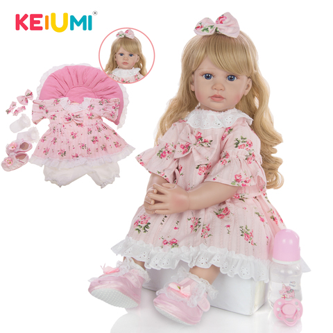 KEIUMI Lovely Toy As Princess 24 Inch New Arrival Baby Reborn Girl Doll Soft Silicone Cloth Body Realistic Reborn Dolls Babies ► Photo 1/6