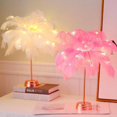 Pink White Feather Table, Pink And White Lamp Shades