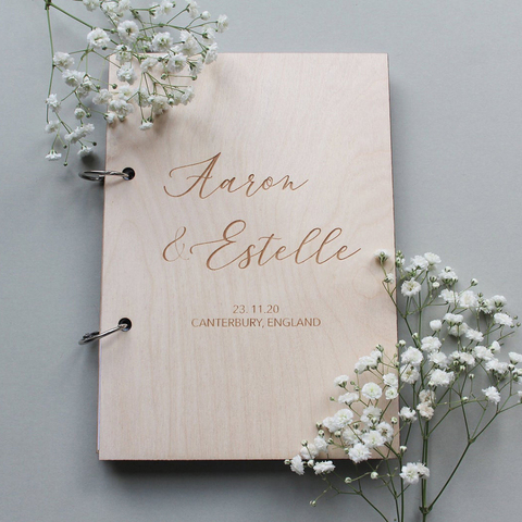 Personalized Rustic Guestbook Wedding Guest Book Custom Any Words Wedding Book Bridal Shower Wedding Gifts Engagement Gift ► Photo 1/6
