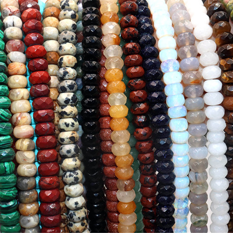 6 MM 8 MM Natural Stone Faceted Rondelle Beads Hematite Agates Jades Spacer Beads DIY Bracelet Necklace Earrings Material ► Photo 1/6