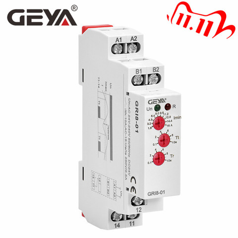 GEYA GRI8-01 Over current Monitoring Relay 10A Current Sensing Relay Din Rail Mounted Current Monitor AC/DC24V-240V ► Photo 1/6