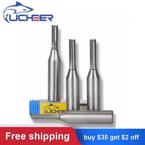 UCHEER 1pc 5-6mm TCT 2edge straight milling slotting cutter trimming woodworking head gong end mill machine tool ► Photo 1/6