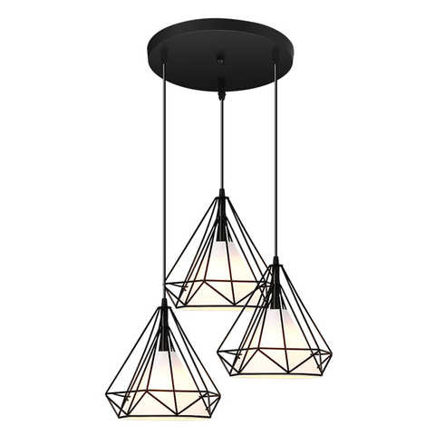 Vintage Pendant Lamp Iron Cloth Lampshade Black Restaurant/Teahouse Indoor Iron Chain Lightings Modern Pendant Lights 3 Heads ► Photo 1/6