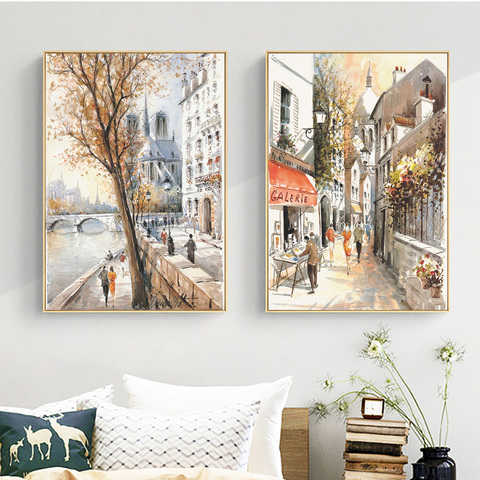 Paris Seine Street Landscape Oil Painting On Canvas Poster Painting Art Prints Wall Picture For Living Room Nordic Decoration ► Photo 1/6