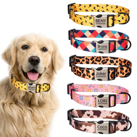 Personalized Dogs Collars Engraved Name Dog Collar for Large Small Dogs  Puppy Custom Dog Name Collars Leash for Dogs Cat ID Tag - AliExpress