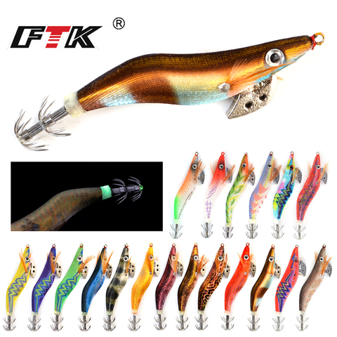 FTK Fishing Lure Hard Bait Fake Shrimp Wood Bait Fishing Wobbler Squid Jig 1pc/lot Artificial Lure jigging Lure Octopus Bait 624 ► Photo 1/6