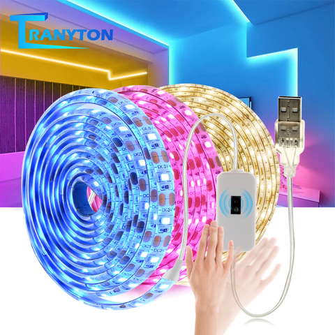 5V USB LED Strip 2835 Smart Hand Sweep Sensor Flexible DIY LED Light Pink Purple Ice Blue Backlight Light ► Photo 1/6