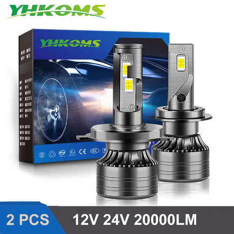YHKOMS 80W 20000LM Canbus H4 H7 LED H1 H8 H9 H11 9005 9006 9012  Auto Car Headlight Car Accessories  Fog Lamp 6000K 12V 24V ► Photo 1/6