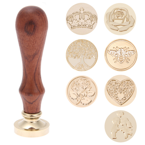Replace Copper Head Hobby Tools Sets Wax Seal Antique Sealing Wax Stamp Wood Handle DIY Envelope Wedding Invitations ► Photo 1/6
