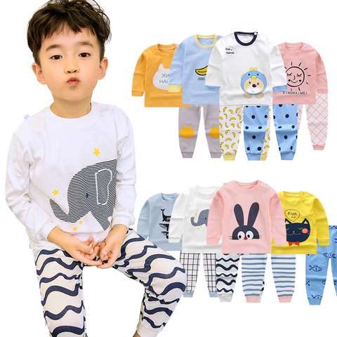 2pcs Boys Girls Pyjamas Kids Long Sleeve Clothes Set Nightwear Sleepwear Baby