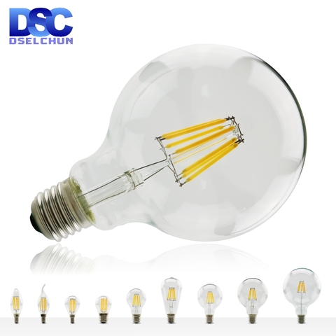 ​LED Filament Bulb E27 E14 Retro Edison Lamp 220V-240V Light Bulb C35 G45 A60 ST64 G80 G95 G125 Glass Bulb Vintage Candle Light ► Photo 1/6