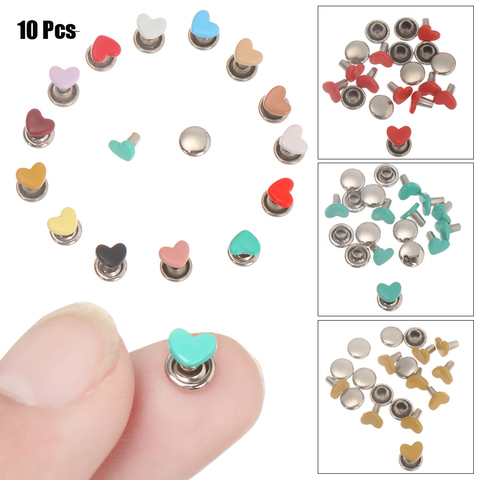 10 Pcs Mini Heart Pattern DIY Doll Buttons 6mm Metal Mushroom Spikes Doll Buckle Belt Buckles Bag Shoes Clothes Accessory ► Photo 1/6