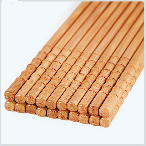 Natural Bamboo Woods Chopsticks Carbonizations ChopSticks Reusable Sushi Stic&+