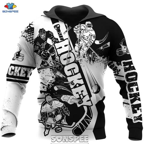 SONSPEE Love Hockey 3D Print Men Hoodie Casual Harajuku Long Sleeve Sport Coat Plus Size Streetwear Sweatshirt Pullover Tops ► Photo 1/3