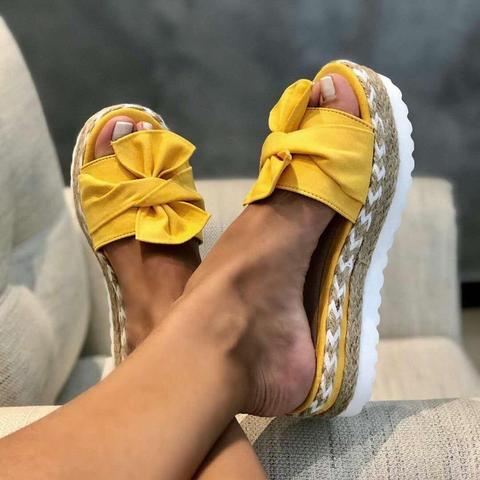 Women Sandals Platform Sandals Shoes Women Bow 2022 Summer Sandals Slipper Indoor Outdoor Flip-flops Beach Shoes Female Slippers ► Photo 1/6