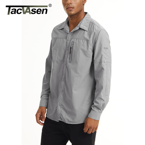 TACVASEN Summer Cargo Work Shirts Men Long Sleeve Lightweight Quick Dry Tactical Military Utility Shirts Zip Pockets Army Shirts ► Photo 1/1