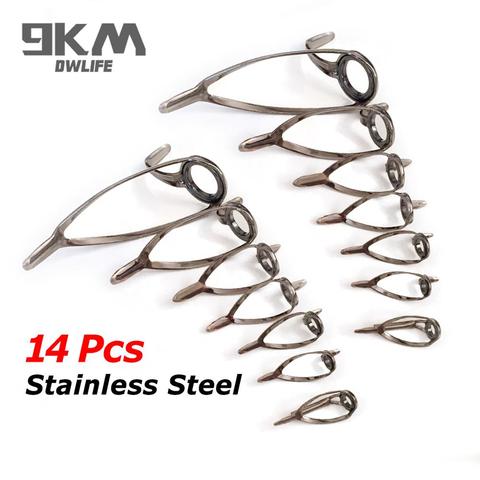 Fishing Rod Guides Tip Tops 14Pcs Sea Heavy Duty Stainless Steel Replacement Fishing  Accessories Ceramic Eye Ring Repair 4~14mm ► Photo 1/6