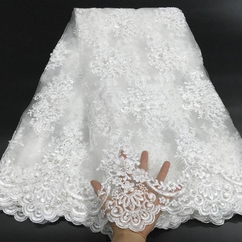 White African Lace Fabric 2022 Embroidered Nigerian Lace Fabric High Quality Cord lace French Tulle Lace Fabric Wedding L-W006A ► Photo 1/6