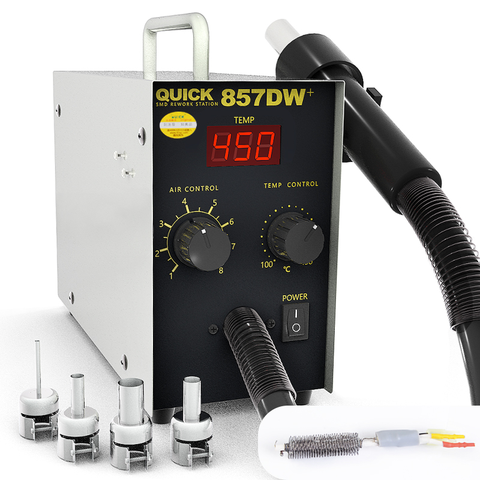 Quick 857DW+ Soldering Station 580W  Adjustable Hot Air Gun Station with Heater Helical Wind Air Gun SMD Hot Rework Station ► Photo 1/6