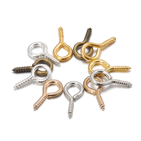 200pcs 4x8mm 5x10mm Metal Screw Eye Pins For Pendant Iron Screw Eye Hooks Clasps Fit Drilled Beads DIY Jewelry Making Wholesale ► Photo 1/6