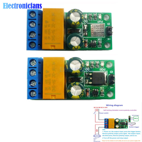 DC 5-24V 2A Self-locking bistable Reverse Polarity Switch Controller Relay Module DR55B01 Motor Forward/Reverse Controller Board ► Photo 1/6