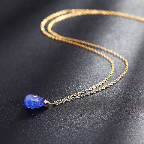 DAIMI Tanzanite pendant gemstone necklace natural genuine 14K gold Injection clavicle chain female gift ► Photo 1/6