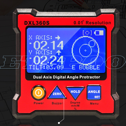 DXL360S /DXL 360 Rechargeable Dual Axis Digital Angle Protractor Dual-axis Digital Display Level Gauge with 5 Side Magnetic Base ► Photo 1/6