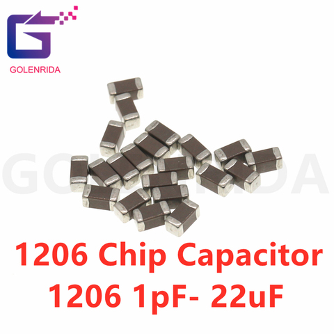 100pcs 1206 50V SMD Thick  Chip Multilayer Ceramic Capacitor 1pF- 100uF 10NF 100NF 1UF 2.2UF 4.7UF 10UF 22UF 47UF 100UF 22PF ► Photo 1/5