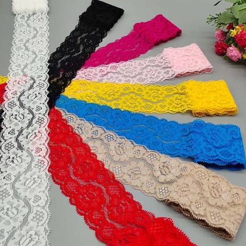 New 1Yard Elastic Lace Fabric Ribbon 6CM Wide Lace Trim Ribbon Diy Craft Fabric  African Fabrics Stretch underwearAccessories ► Photo 1/6