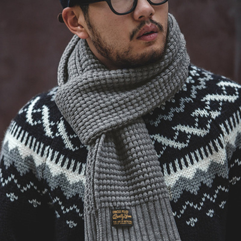 Maden Knitted Winter Scarf Men Striped Cotton Scarf Male Brand Shawl Wrap Knit Cashmere Bufandas Long Scarves ► Photo 1/6
