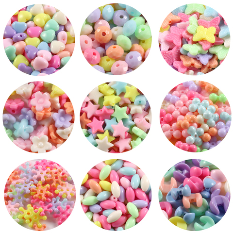 100pcs/lot Mixed Acrylic Beads Heart Stars Loose Spacer Beads for Needlework Jewelry Making Handmade Diy Bracelet Accessories ► Photo 1/6