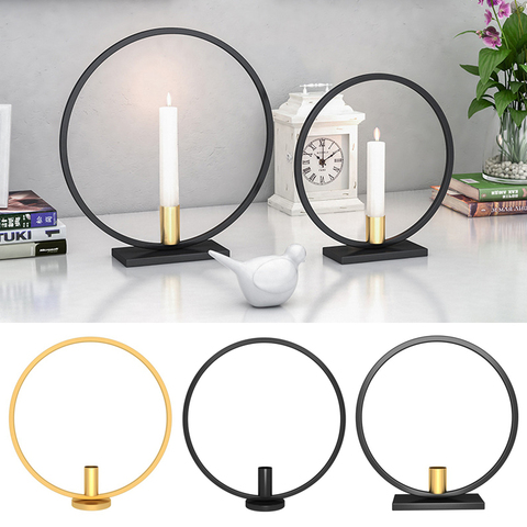 Metal Candle Holders Black, Round Candle Holder Centerpiece