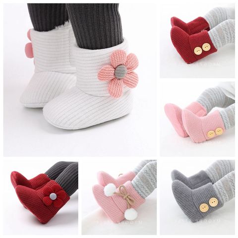 2022 Toddler Newborn Baby Crawling Shoes Booties Boy Girl Slippers Prewalker Trainers Fur Winter Flower First Walker ► Photo 1/6