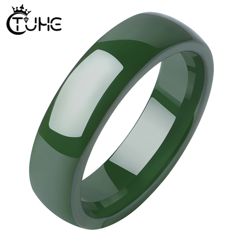 2022 New Green Color Ceramic Rings for Women Men Smooth Healthy Never Fade 3mm 6mm Width Green Finger Rings Wedding Party Gift ► Photo 1/6