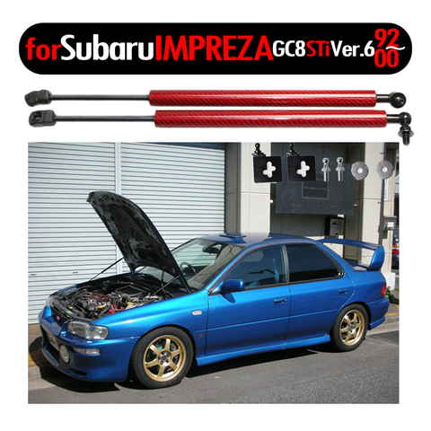 for 1992-2000 Subaru IMPREZA GC8 STi Ver.6 Front Hood Bonnet Modify Gas Struts Carbon Fiber Spring Damper Lift Support Absorber ► Photo 1/6