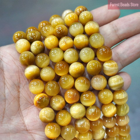 Smooth Gold Tiger Eye Agates Natural Stone Round Beads DIY Charms Bracelet Necklace for Jewelry Making 15