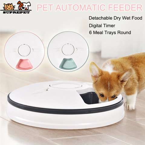 SUPREPET Pet Feeder Cat Food Automatic for Pet Cat Dog 6 Meal Trays Dispenser Timed Quantification Food Water Auto Feeder Bowl ► Photo 1/6