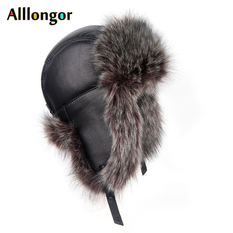 High Quality 2022 Winter Ushanka Leather Faux Fox Fur Russian Hat Women Men Soviet Bomber hats Snow Cap gorro ruso hombre ► Photo 1/6