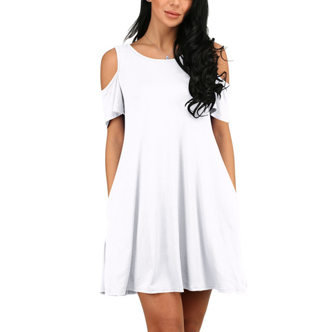 ONCE Women Summer Dress 2022 Solid Beach Dresses Female Off Shoulder Long Vestidos Beach Sexy Sundress Casual Dress ► Photo 1/6