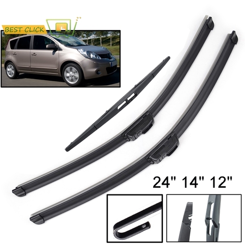 Misima Windshield Windscreen Wiper Blades For Nissan Note MK1 Front Rear Wiper 2004 2005 2006 2007 2008 2009 2010 2011 2012 2013 ► Photo 1/6