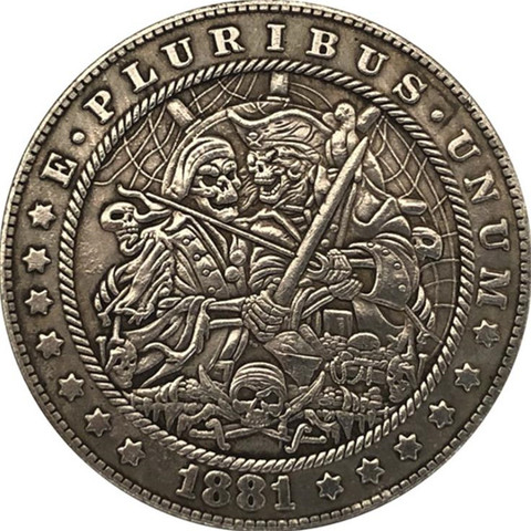1881 Pirate Skull War Souvenir Coins Collectibles Antique 3D Metal Commemorative Morgan Hobo Coin Copy Home Decor New Year Gifts ► Photo 1/6