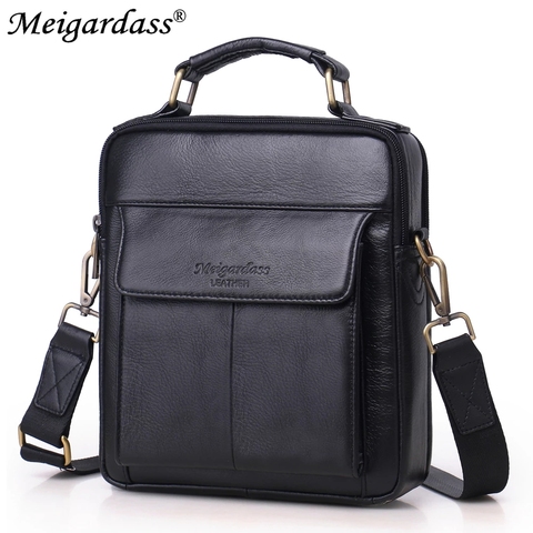MEIGARDASS Genuine Leather Men's Bag Business Shoulder Crossbody Bags for man Casual Messenger Bag Male iPad Handbags Tote Purse ► Photo 1/6