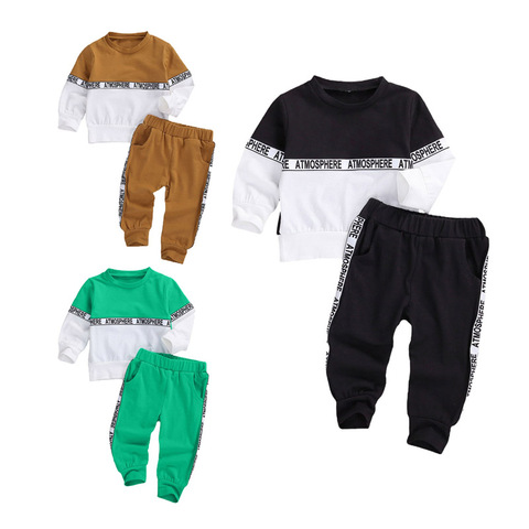 lioraitiin 0-4Years Newborn Toddler Baby Boy Autumn Clothing Set Patchwork Long Sleeve Top Long Pants 2Pcs 3Styles Outfit ► Photo 1/6